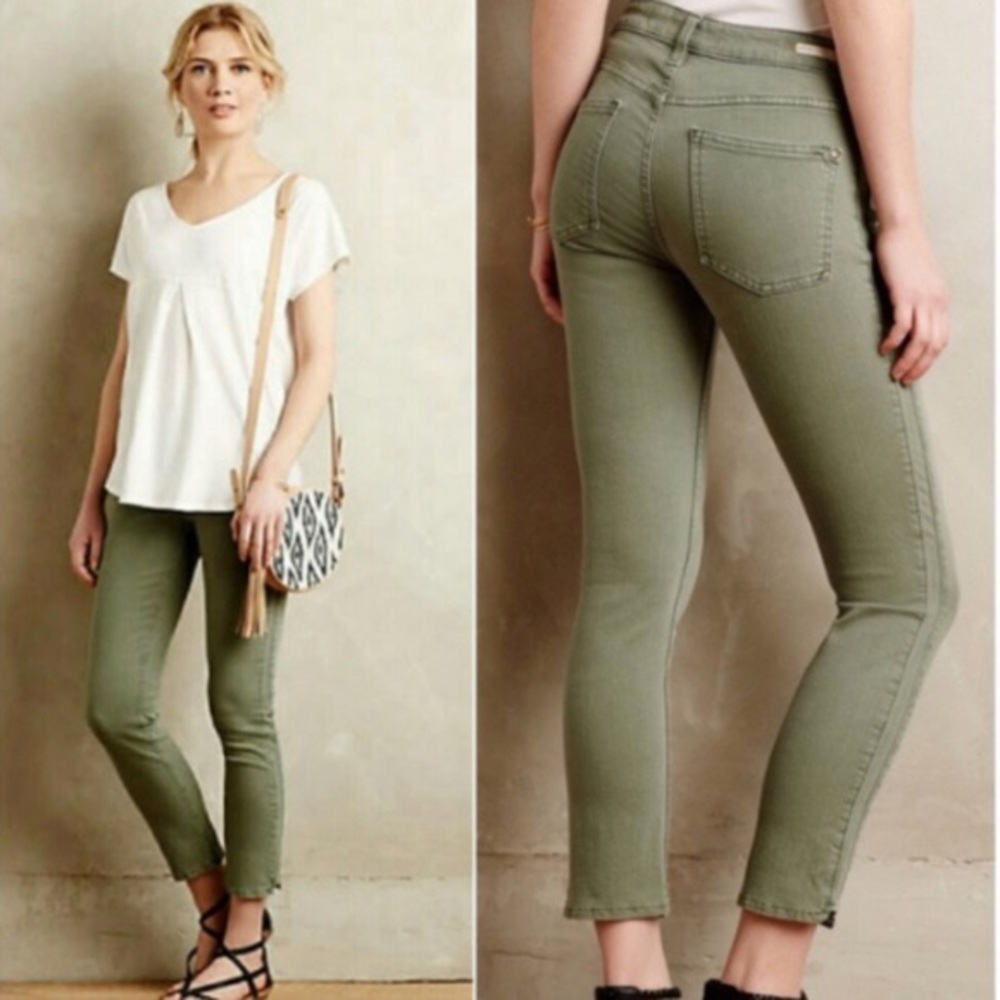 Anthropology Pilcro Forest Green Capri Jeans